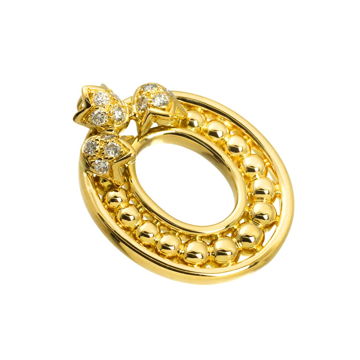 Christian Dior Diamond Pendant Top 18K YG Yellow Gold 750
