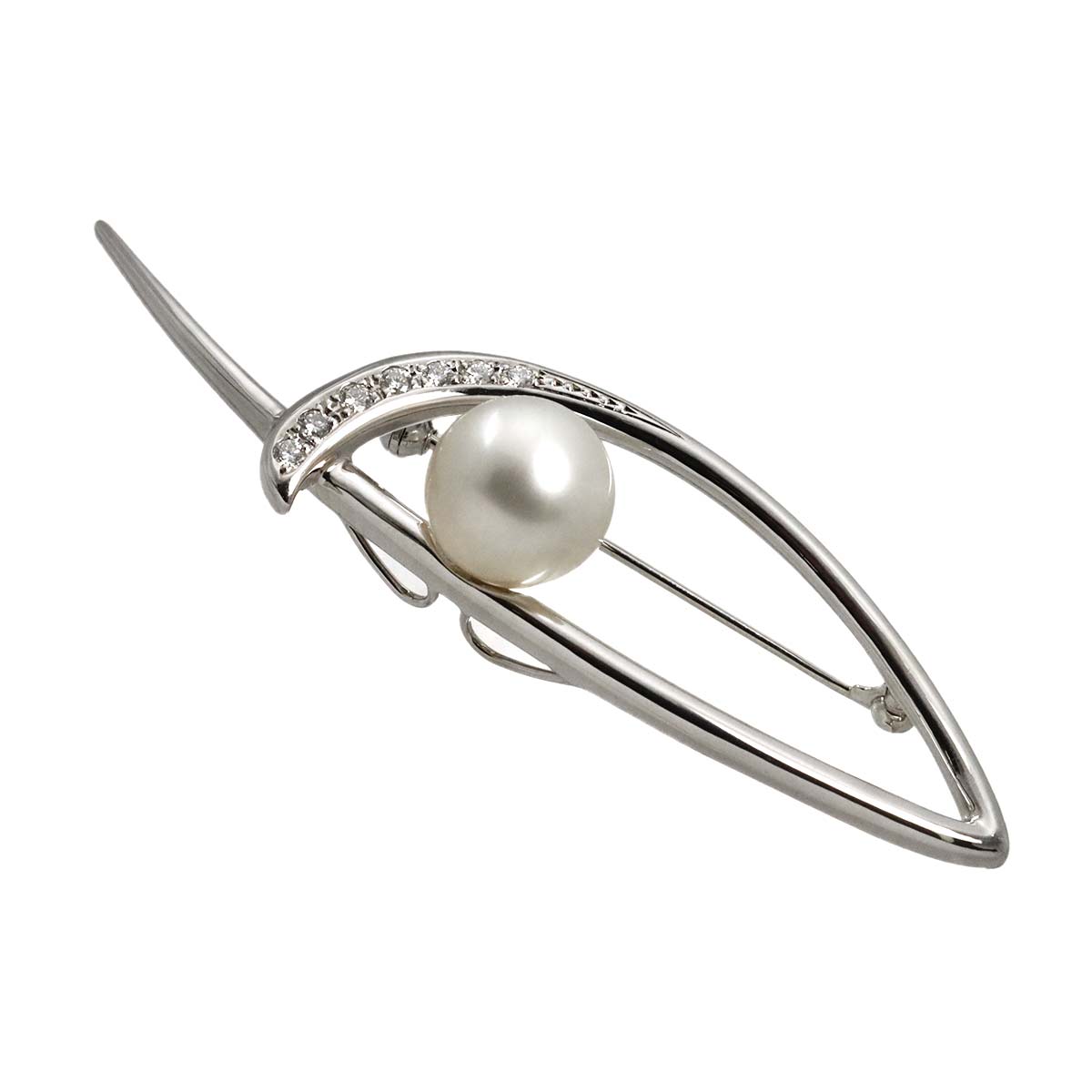 South Sea pearl 11.4mm Diamond 0.20ct Brooch 14K WG 585