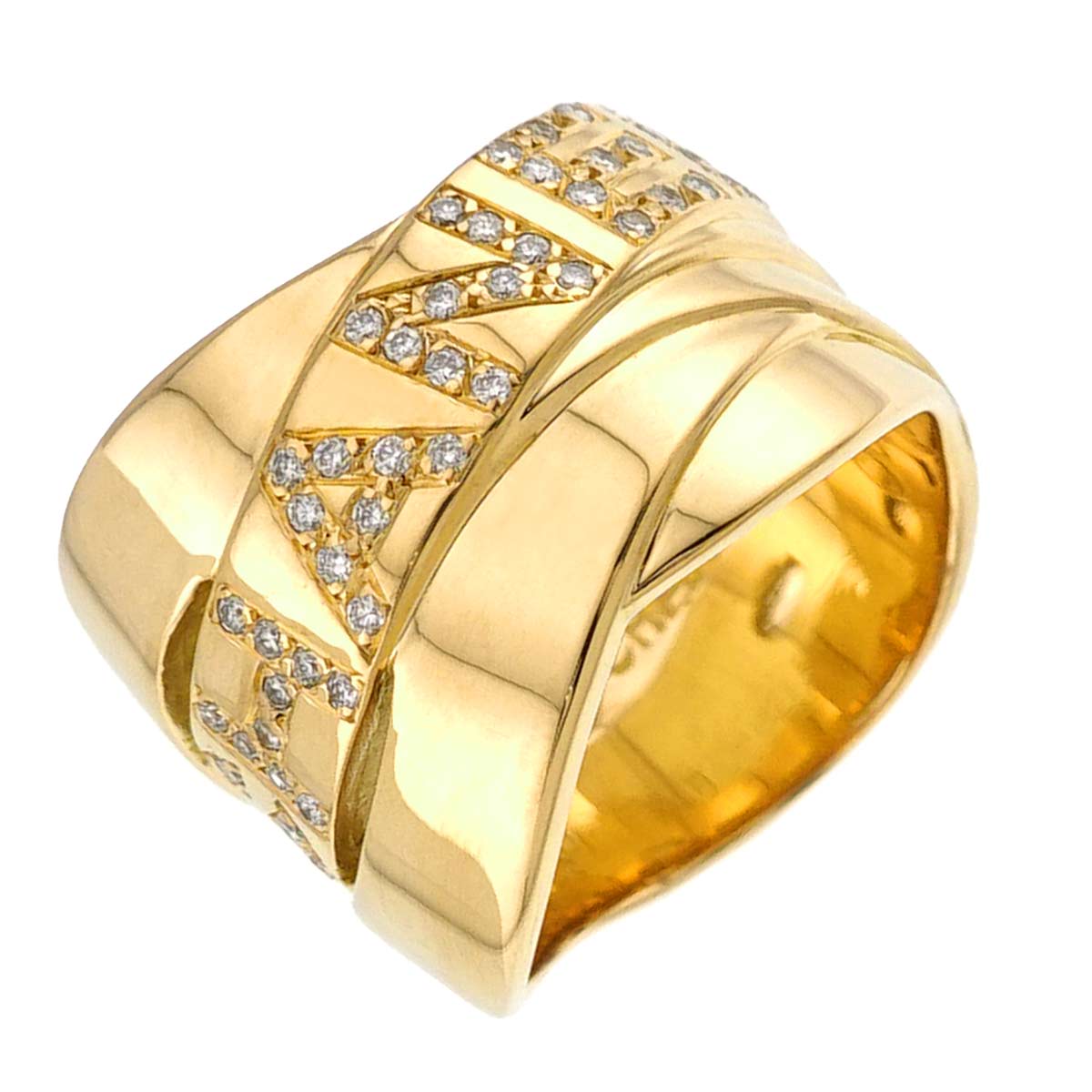 Bolduc Diamond Ring 18K Yellow Gold 750 4-4.5(US)