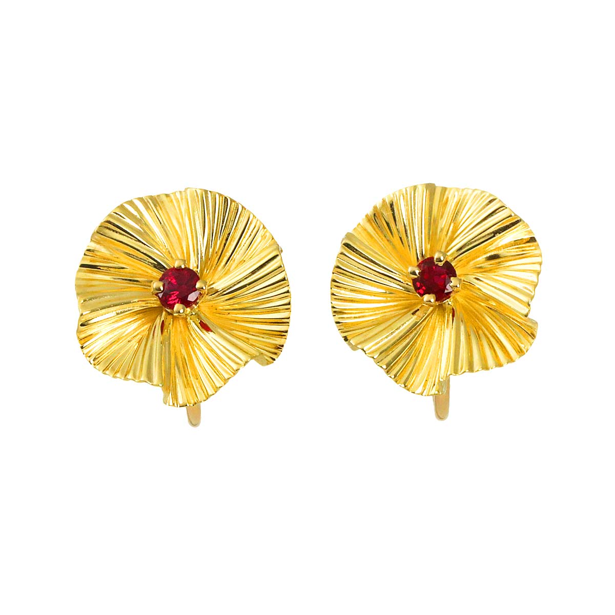 Ruby Earrings 14K Yellow Gold 585