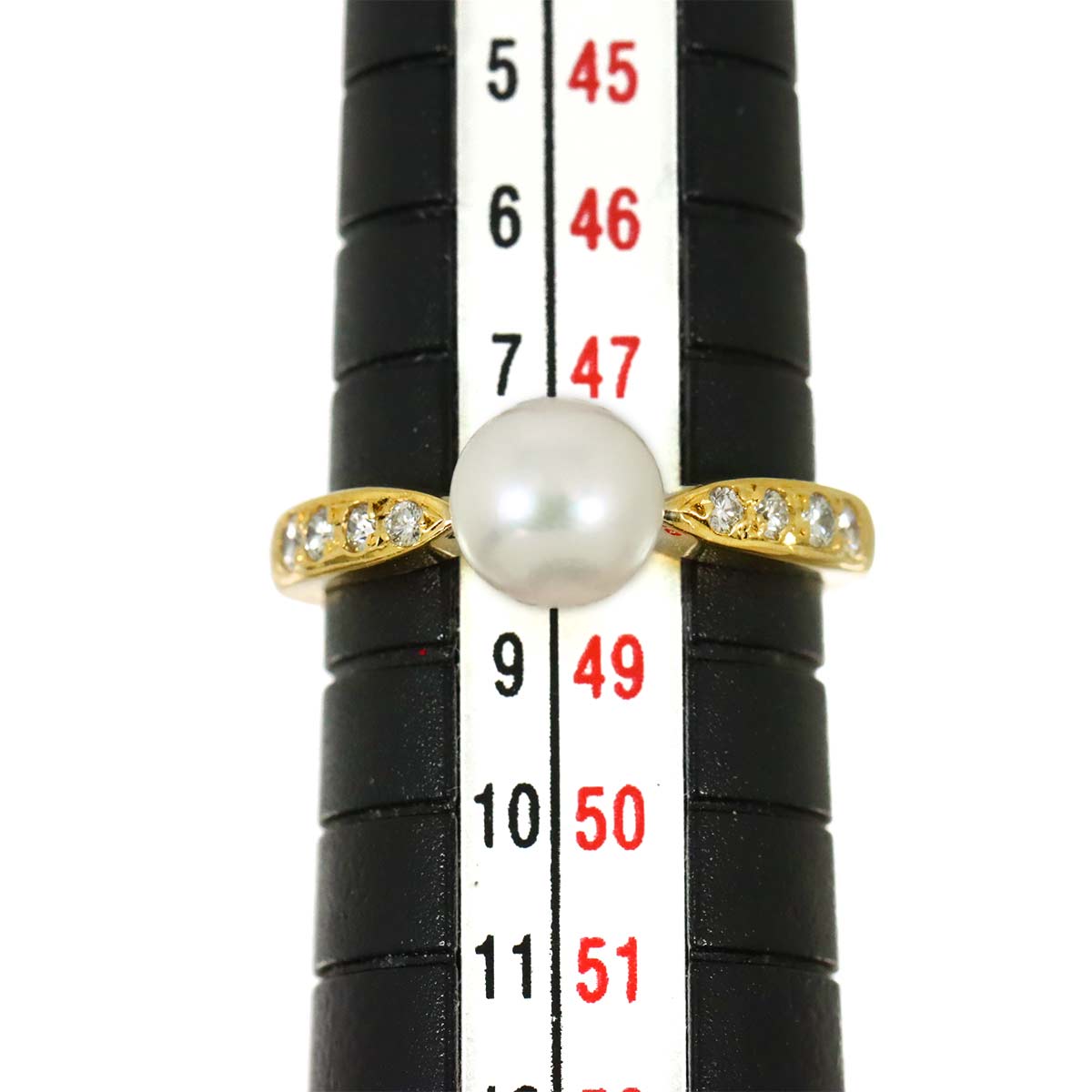 Akoya Pearl 6.2mm Diamond Ring 18K YG 750 size4.5(US)