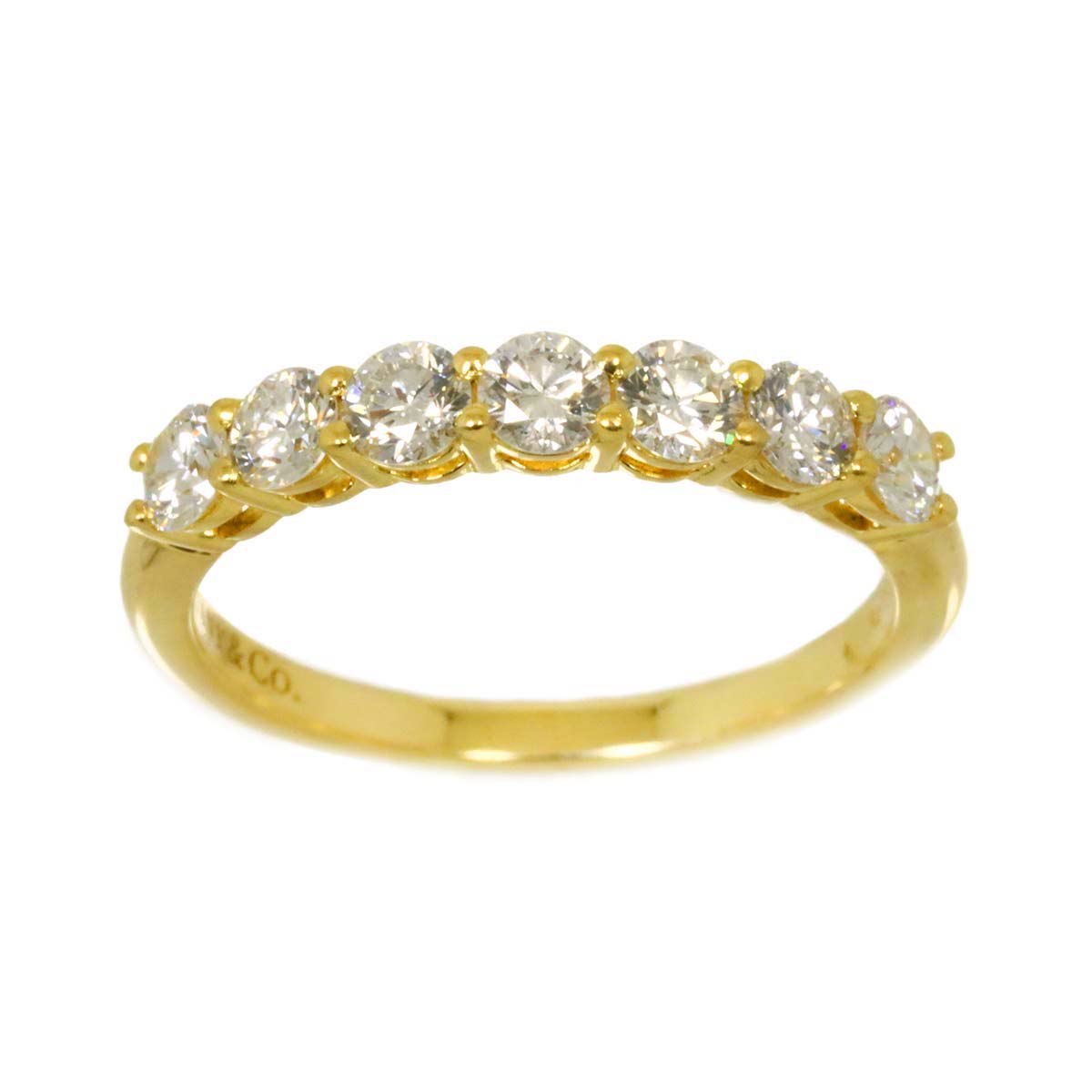 Half Diamond Ring 18K YG 750 size4.5(US)