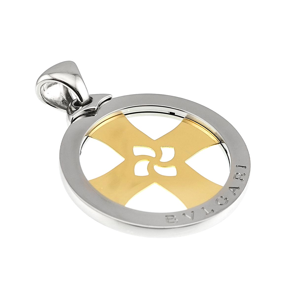 Tondo cross Pendant Top 18K YG 750 SS