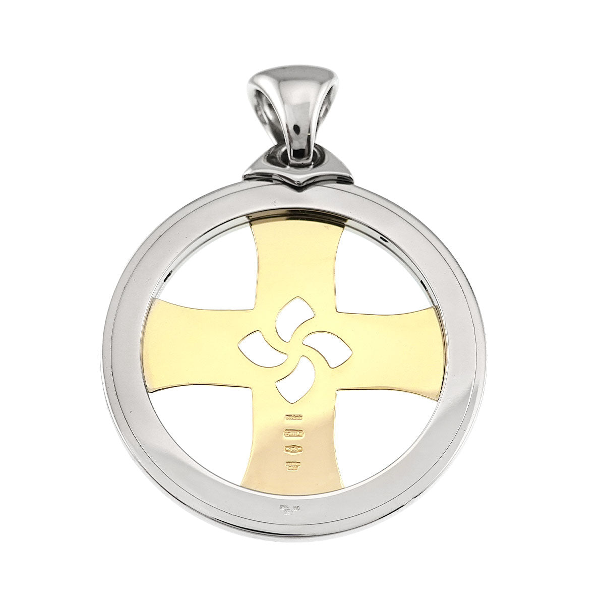 Tondo cross Pendant Top 18K YG 750 SS