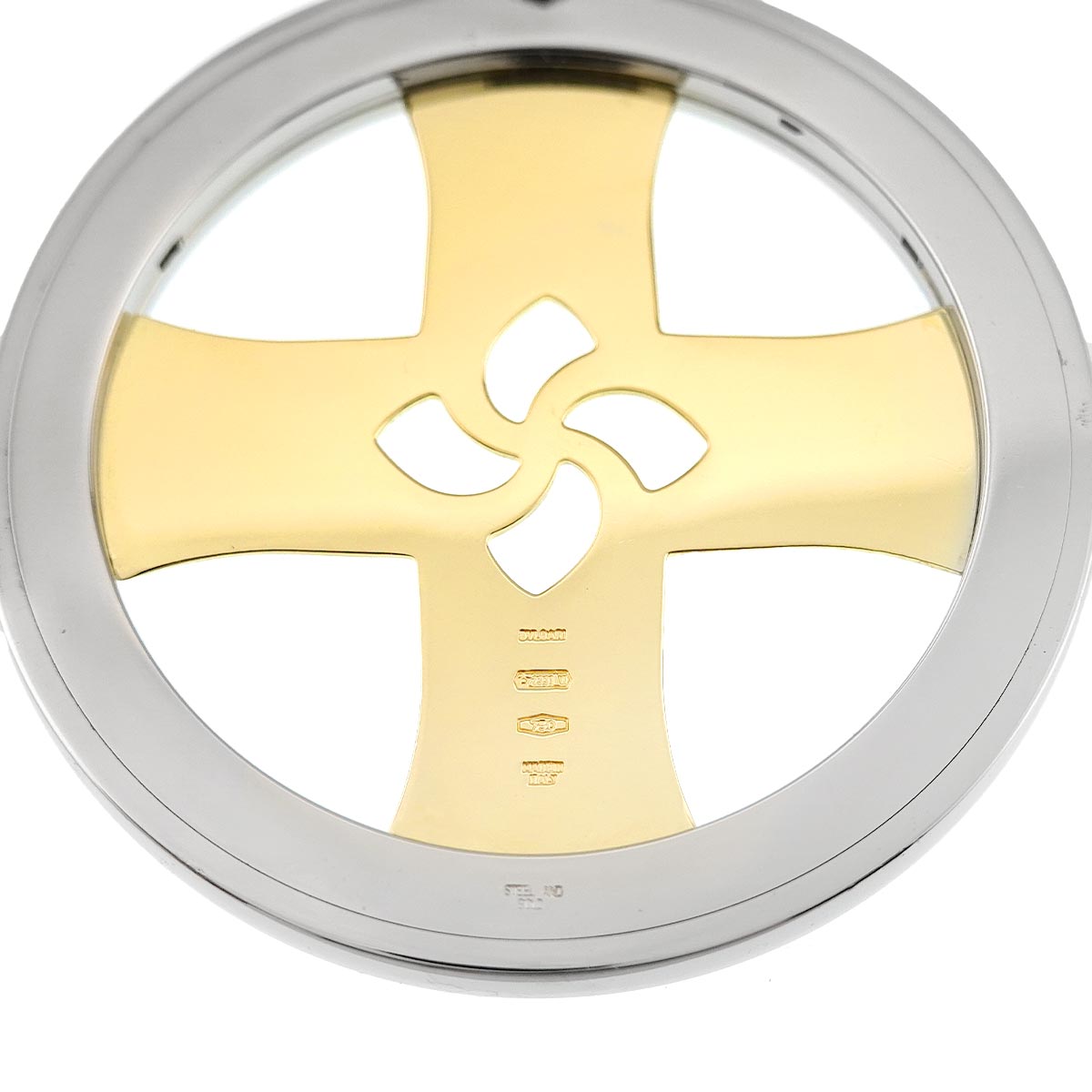 Tondo cross Pendant Top 18K YG 750 SS