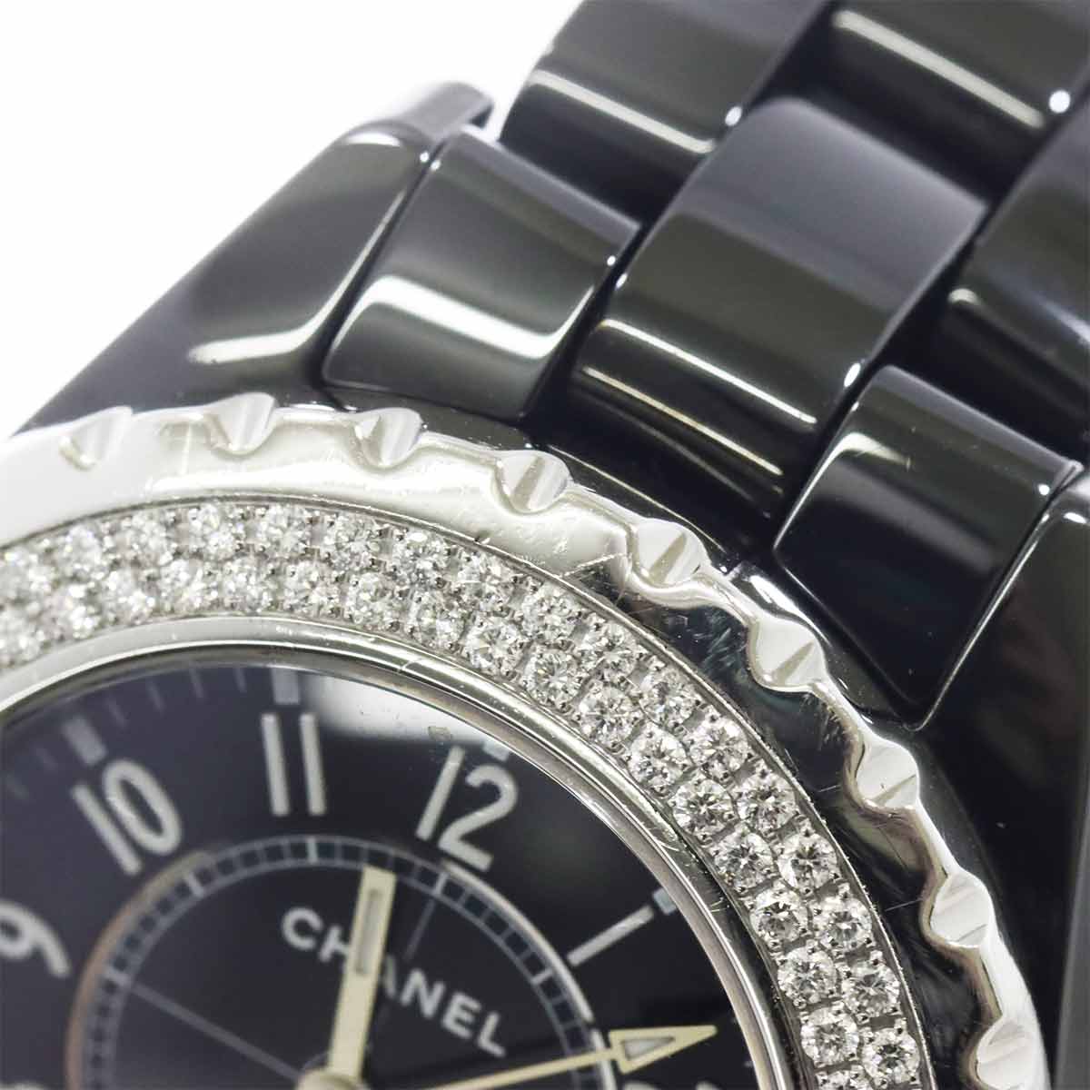 J12 33mm H0949 Diamond bezel Ceramic Date Black Dial Ladies