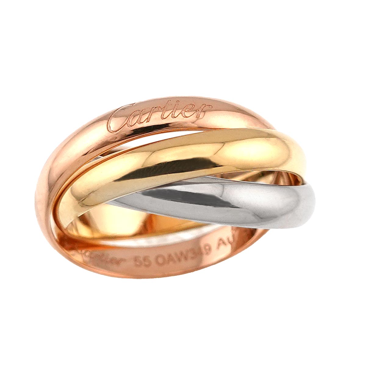 Trinity MM Ring 18K YG WG PG 750 Size55 6.75-7.25(US)