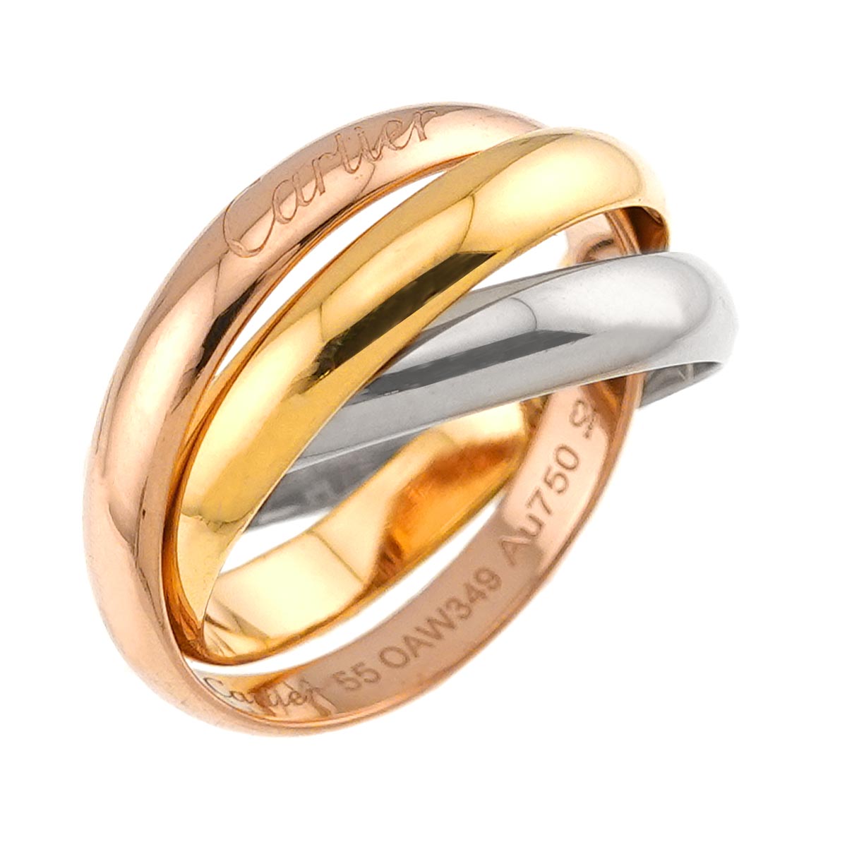 Trinity MM Ring 18K YG WG PG 750 Size55 6.75-7.25(US)