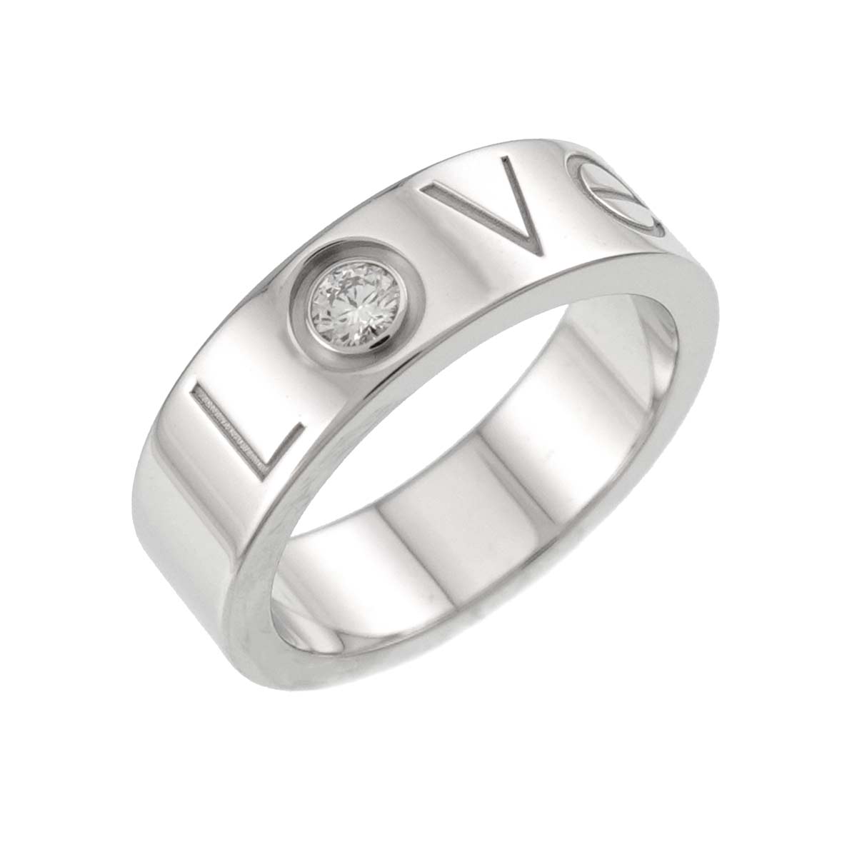 Love Diamond 1P Ring 18K White Gold 750 size51 5.25(US)
