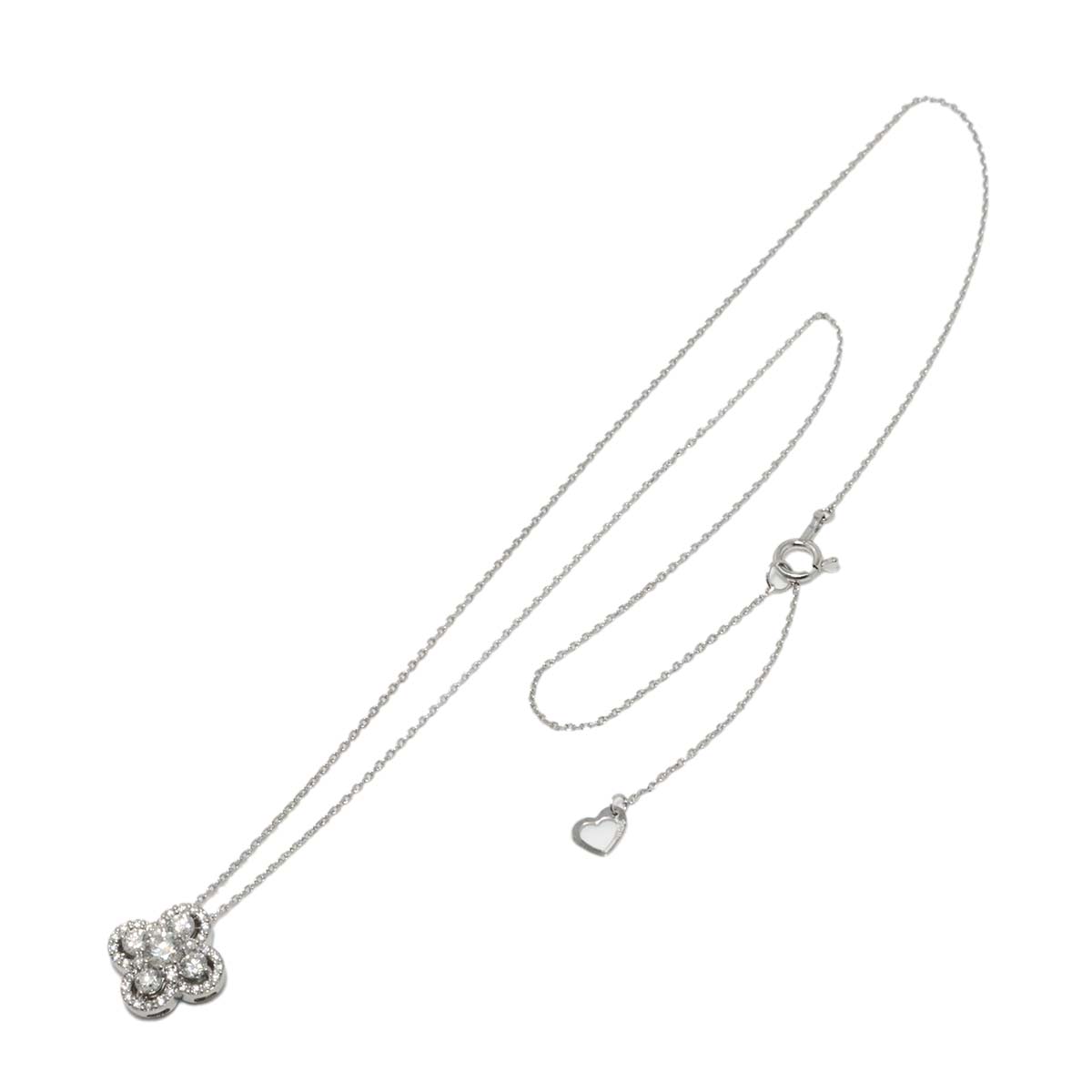 Flower Motif Diamond 0.50ct Necklace Pt Platinum