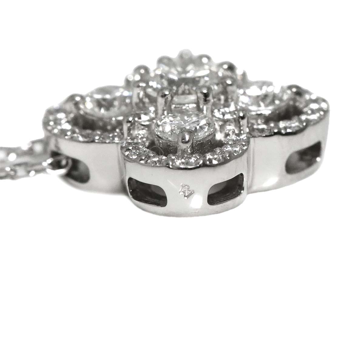 Flower Motif Diamond 0.50ct Necklace Pt Platinum