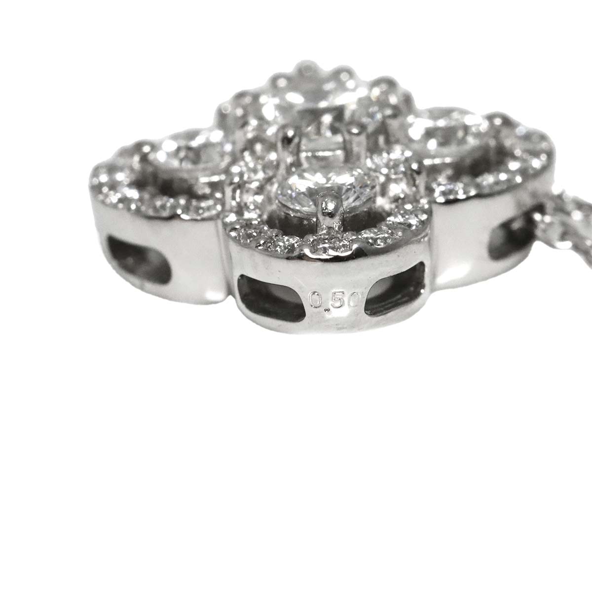 Flower Motif Diamond 0.50ct Necklace Pt Platinum