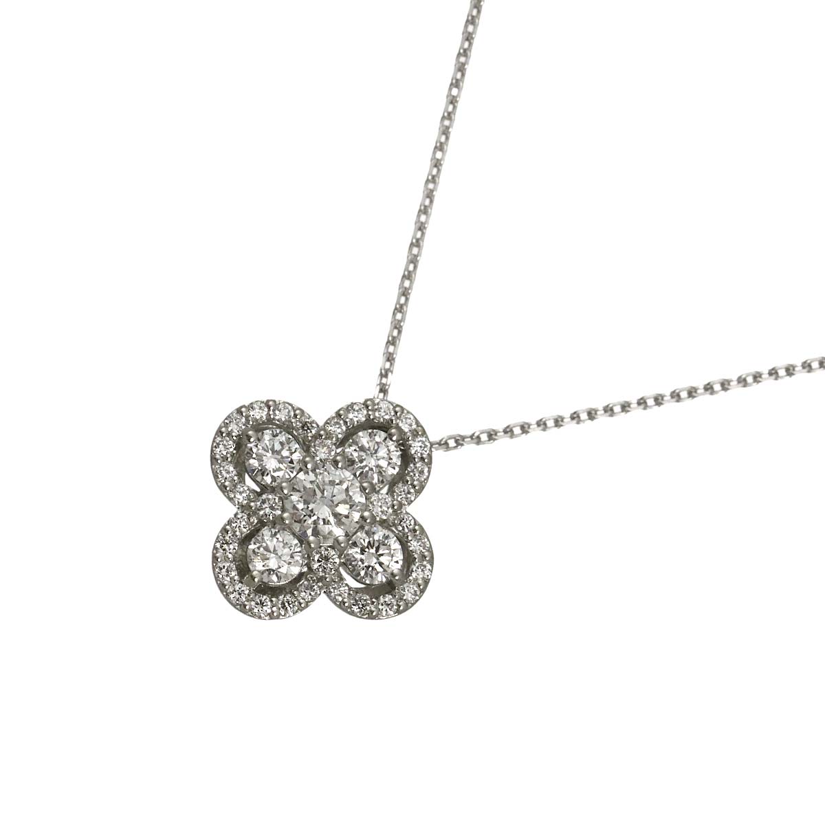 Flower Motif Diamond 0.50ct Necklace Pt Platinum