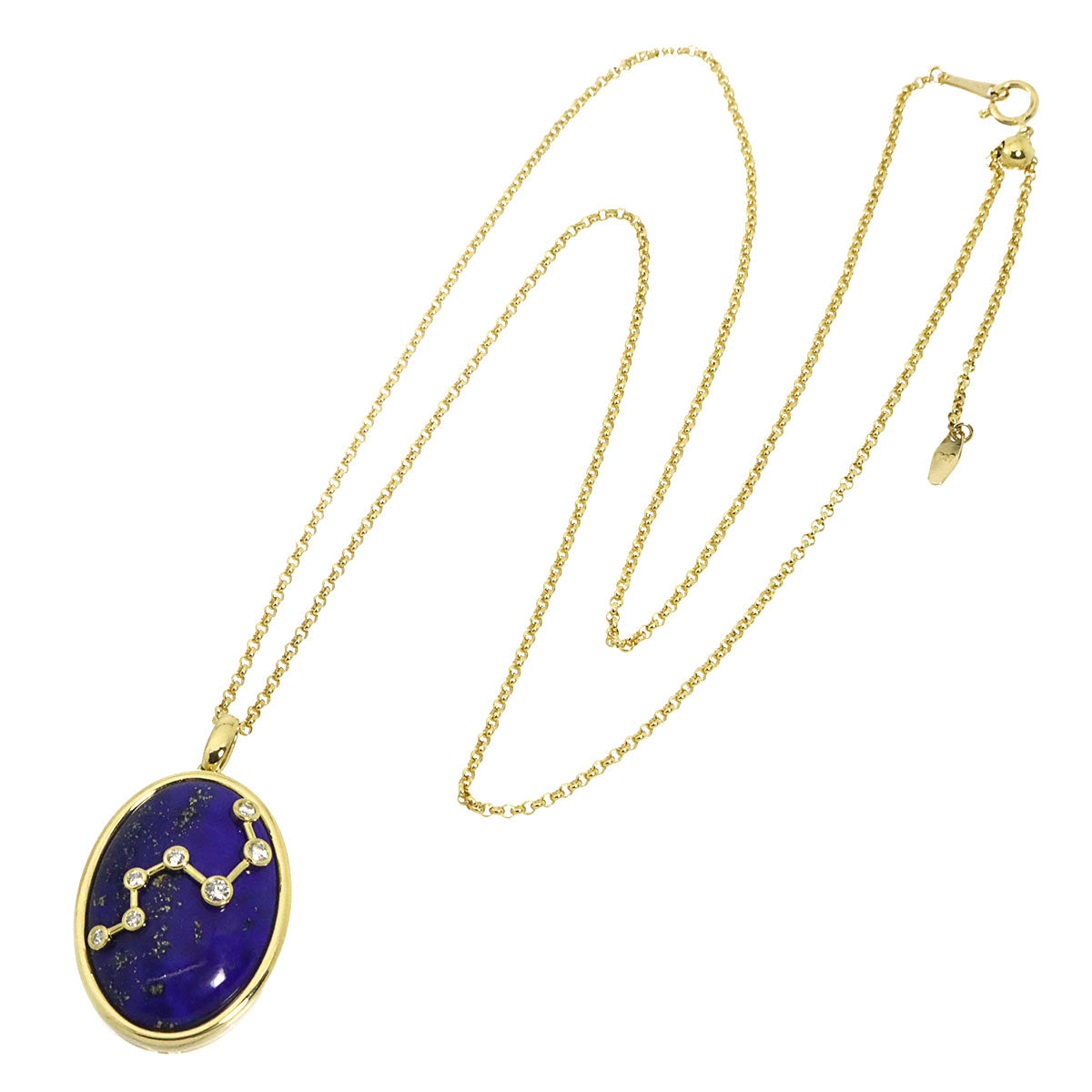 Lapis Lazuli Diamond 0.15ct Necklace K18 YG 750