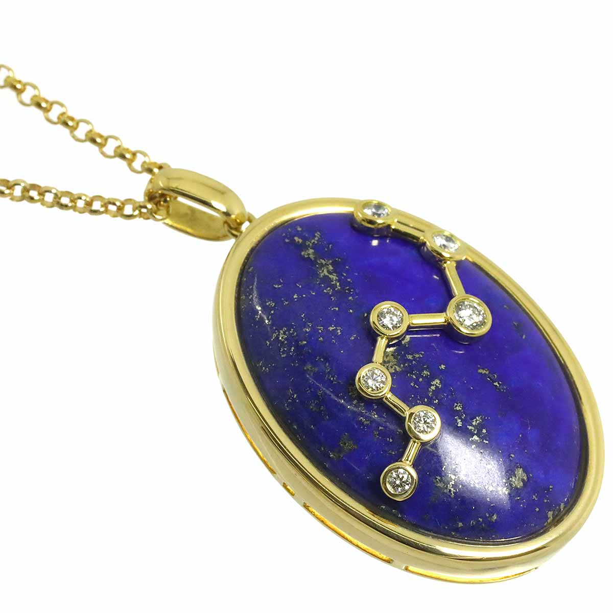 Lapis Lazuli Diamond 0.15ct Necklace K18 YG 750