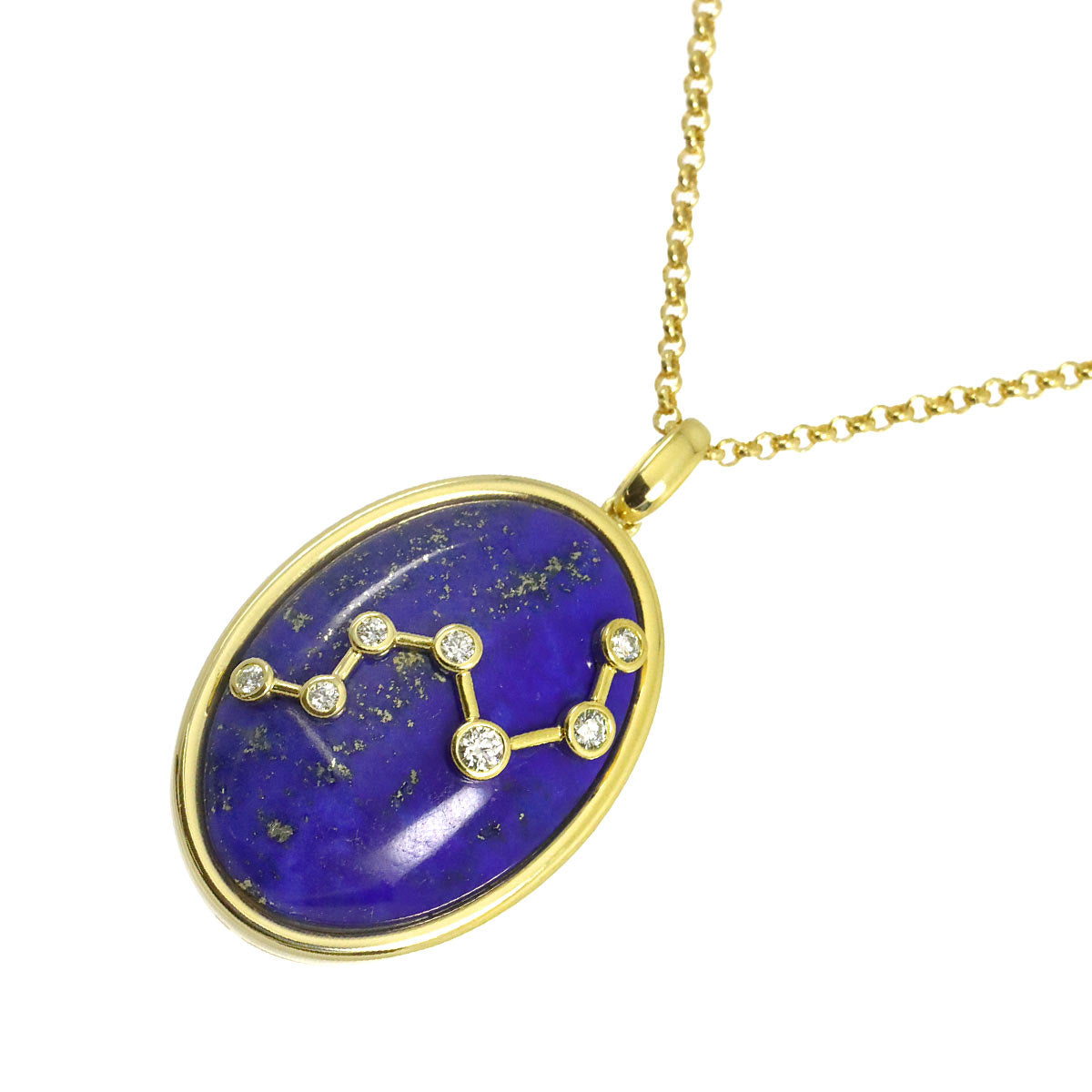Lapis Lazuli Diamond 0.15ct Necklace K18 YG 750