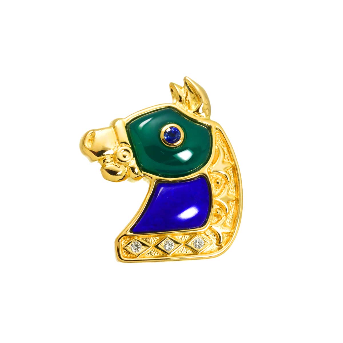 Multi stone Diamond 0.05ct Brooch 18K YG 750