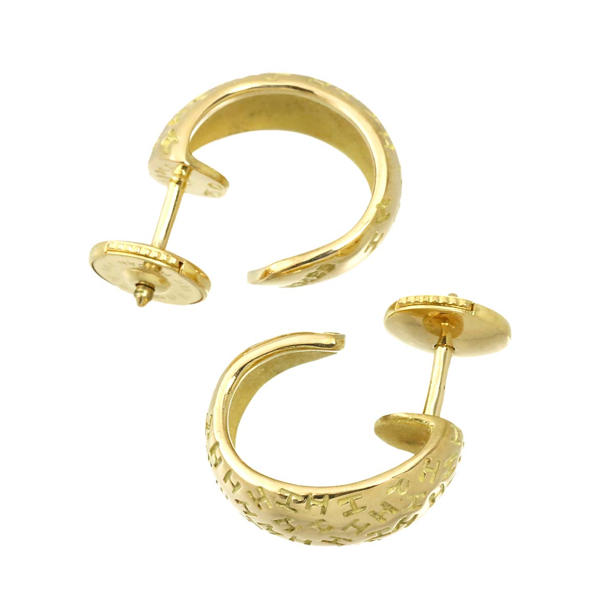 H Logo Earrings Pierced 18K Yellow Gold 750