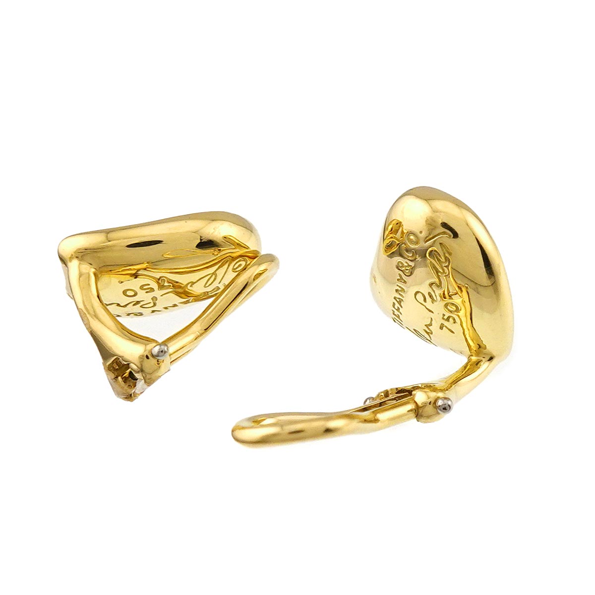 Full Heart Earrings Clip on 18K Yellow Gold 750