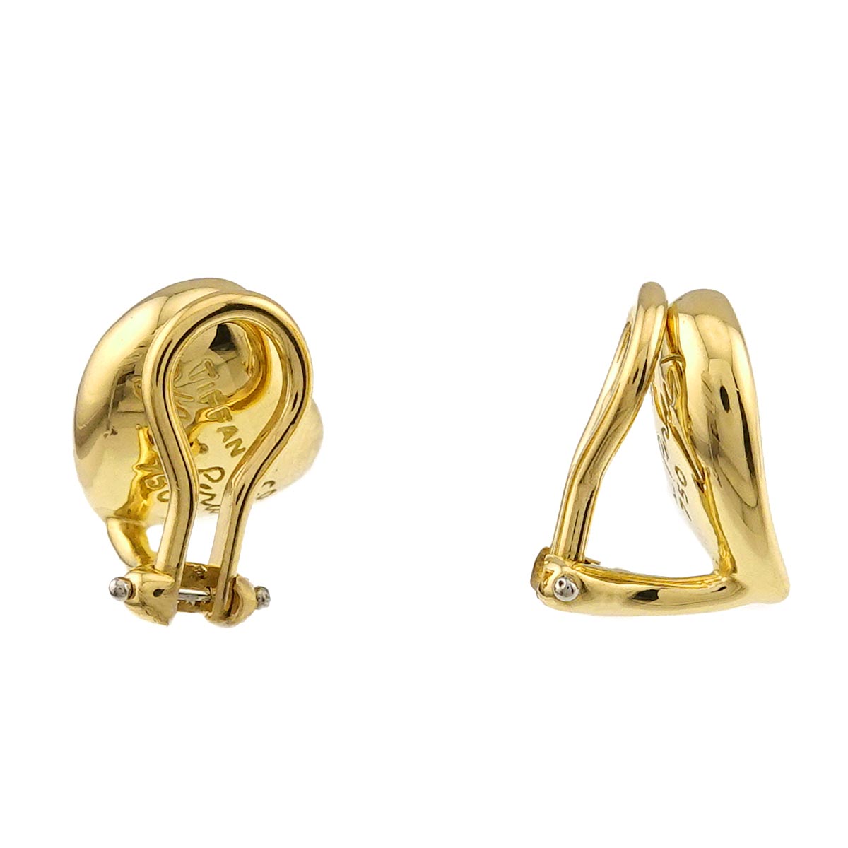 Full Heart Earrings Clip on 18K Yellow Gold 750