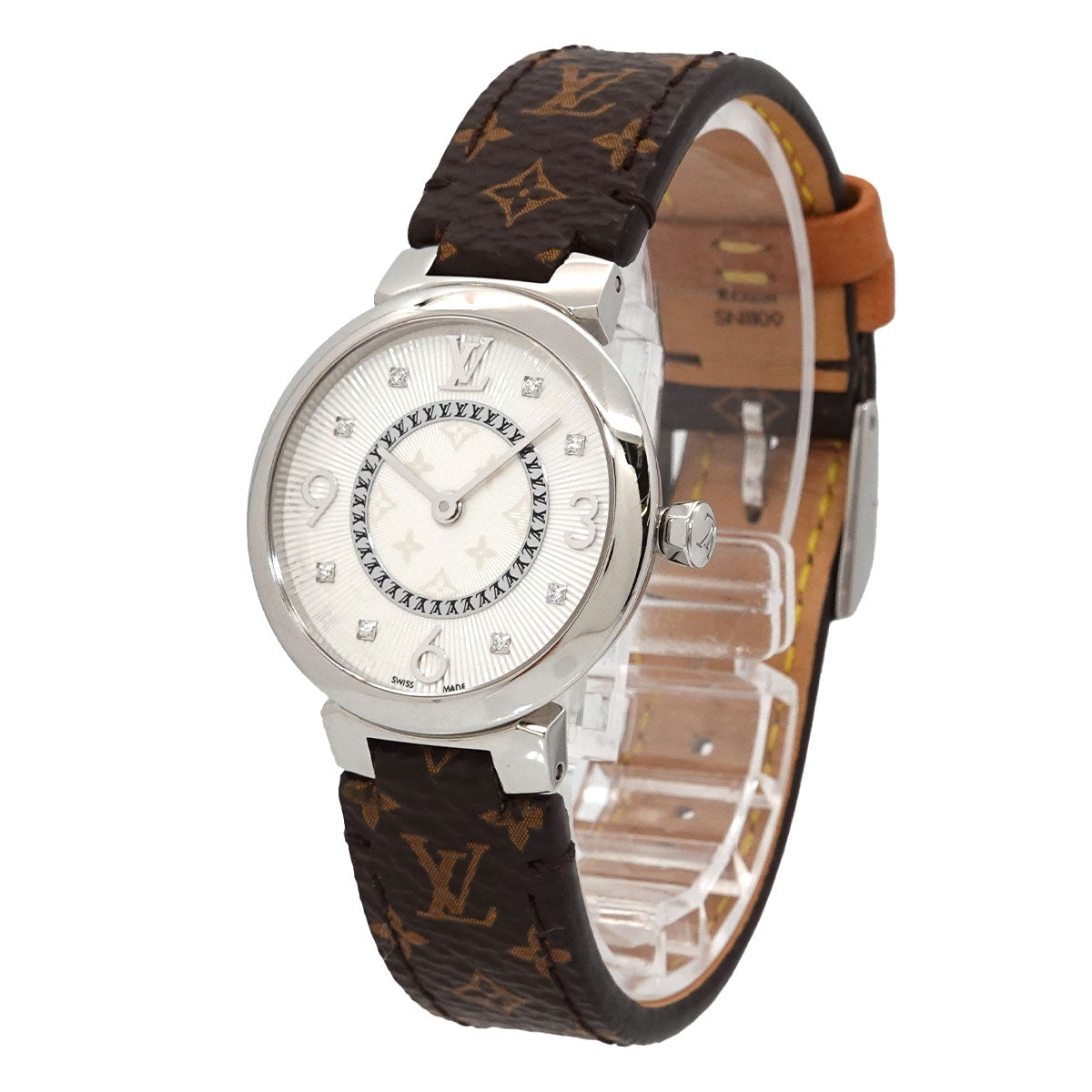 Tambour Slim Q12MG Silver Dial 8P Diamond Ladies Watch