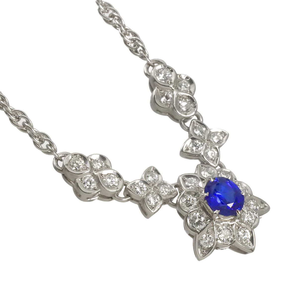 Sapphire 0.73ct Diamond 0.85ct Necklace Platinum