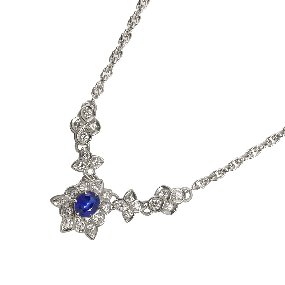 Sapphire 0.73ct Diamond 0.85ct Necklace Platinum
