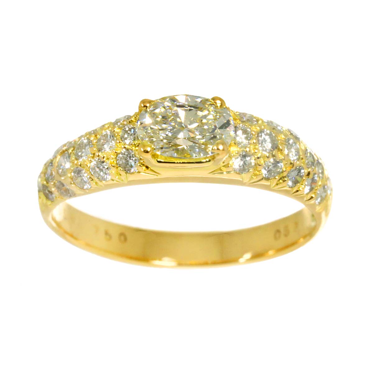 Diamond 0.53ct/0.53ct Ring 18K YG Yellow Gold 750 6(US)