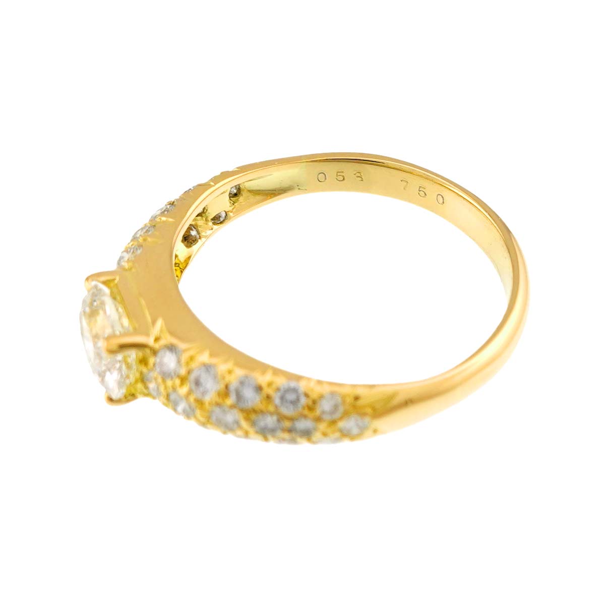 Diamond 0.53ct/0.53ct Ring 18K YG Yellow Gold 750 6(US)
