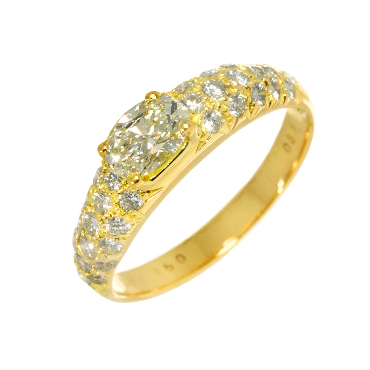 Diamond 0.53ct/0.53ct Ring 18K YG Yellow Gold 750 6(US)