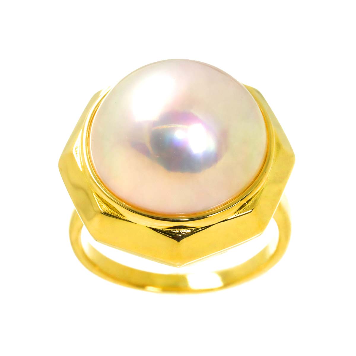 Mabe Pearl 15.4mm Ring 18K YG 750 Size7.25(US)