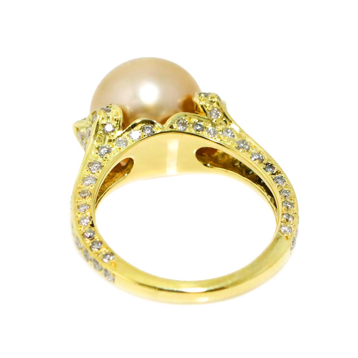 South Sea pearl 10.7mm Diamond 0.96ct Ring 18K K18 YG 750 5.5-5.75(US)
