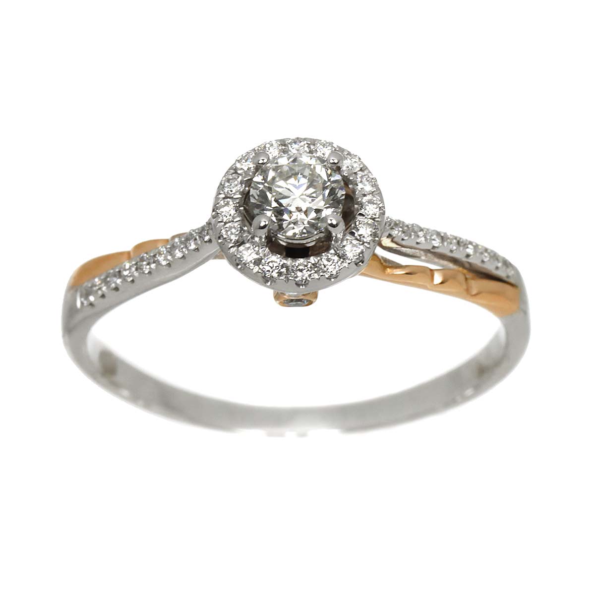 Diamond 0.305ct/0.274ct Ring 18K K18 WG PG White Pink Gold size8.75(US)