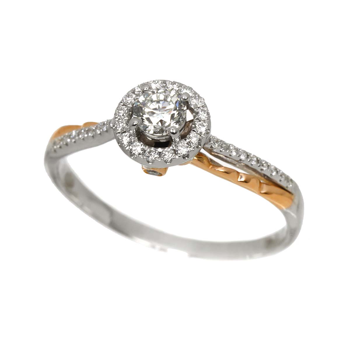Diamond 0.305ct/0.274ct Ring 18K K18 WG PG White Pink Gold size8.75(US)