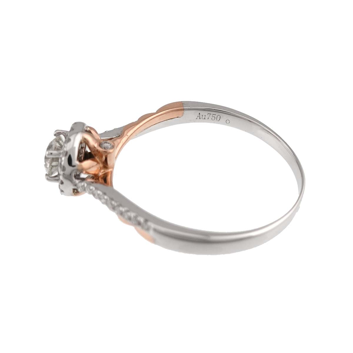 Diamond 0.305ct/0.274ct Ring 18K K18 WG PG White Pink Gold size8.75(US)
