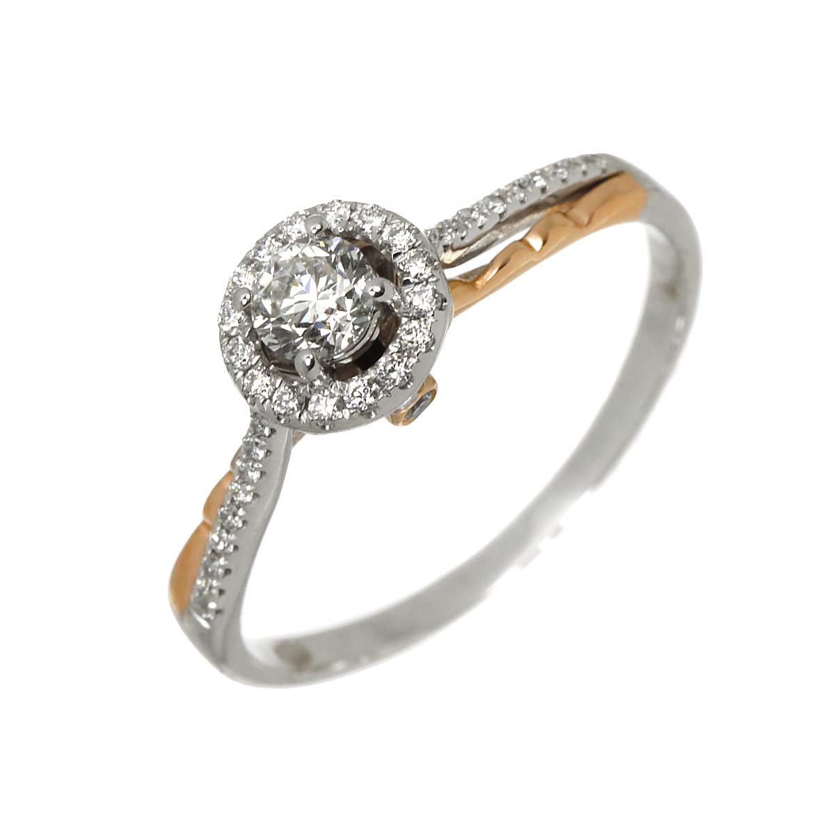 Diamond 0.305ct/0.274ct Ring 18K K18 WG PG White Pink Gold size8.75(US)