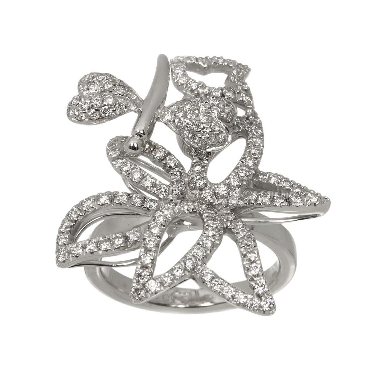 Flora Ring Diamond 18K White Gold 750 Size9 4.75-5(US)
