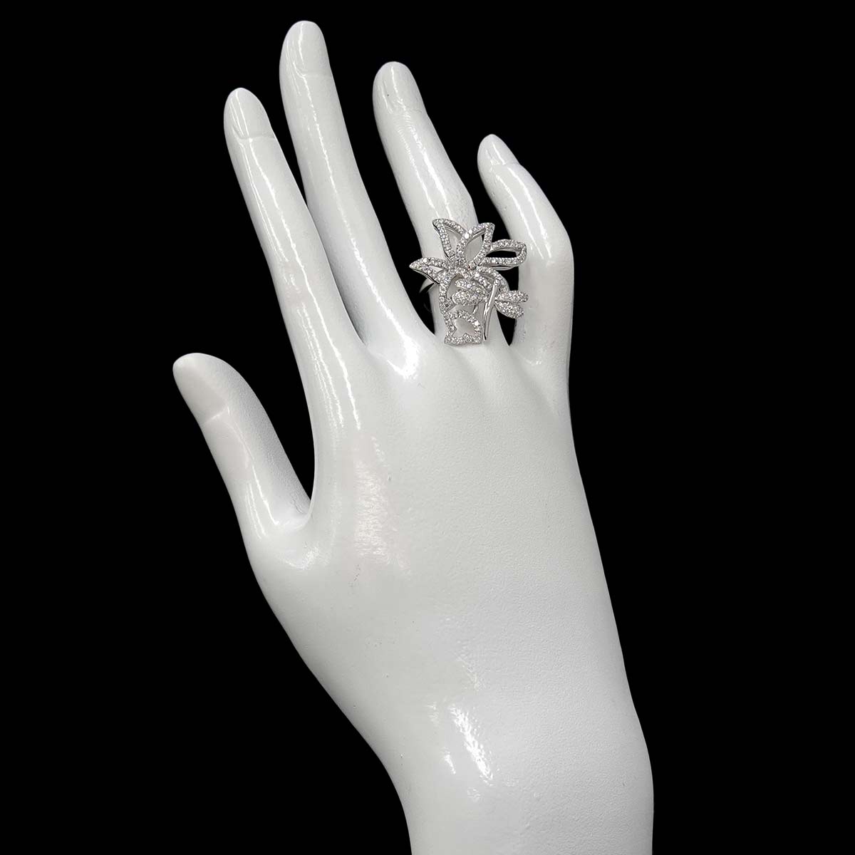 Flora Ring Diamond 18K White Gold 750 Size9 4.75-5(US)