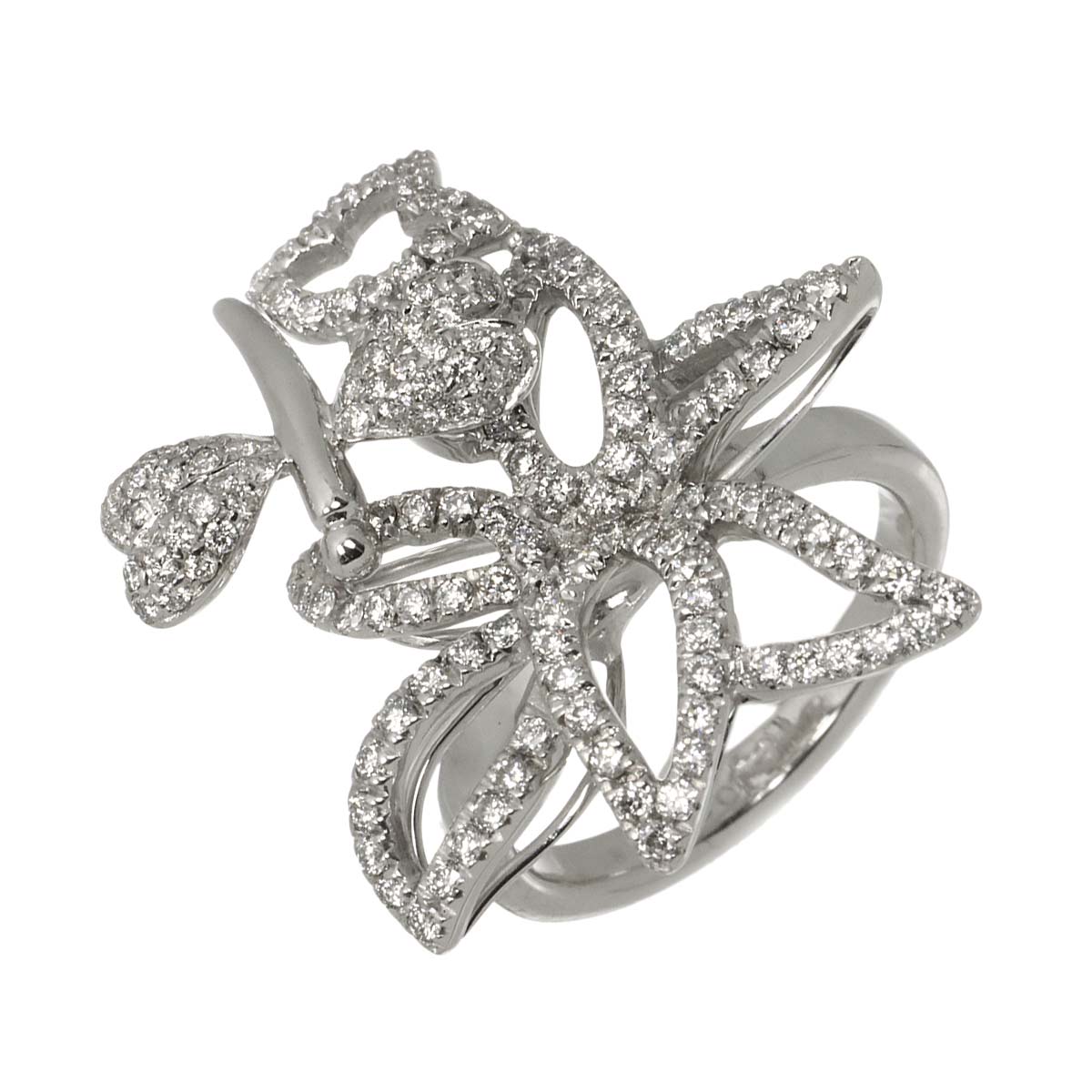 Flora Ring Diamond 18K White Gold 750 Size9 4.75-5(US)