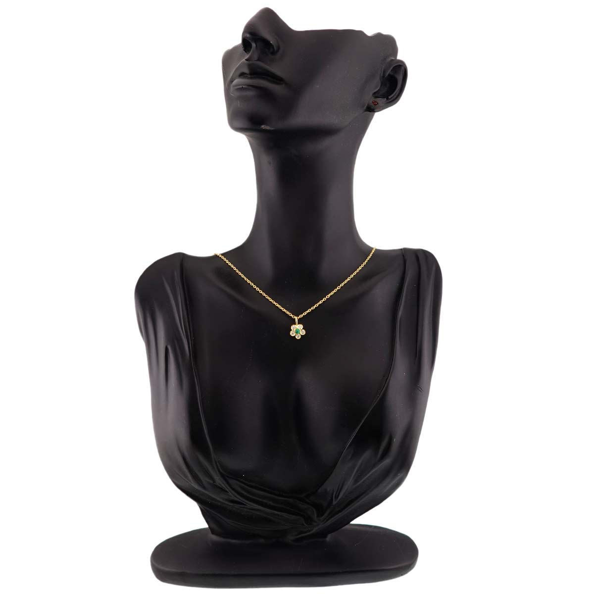 Emerald Diamond Necklace 18K Yellow Gold 750