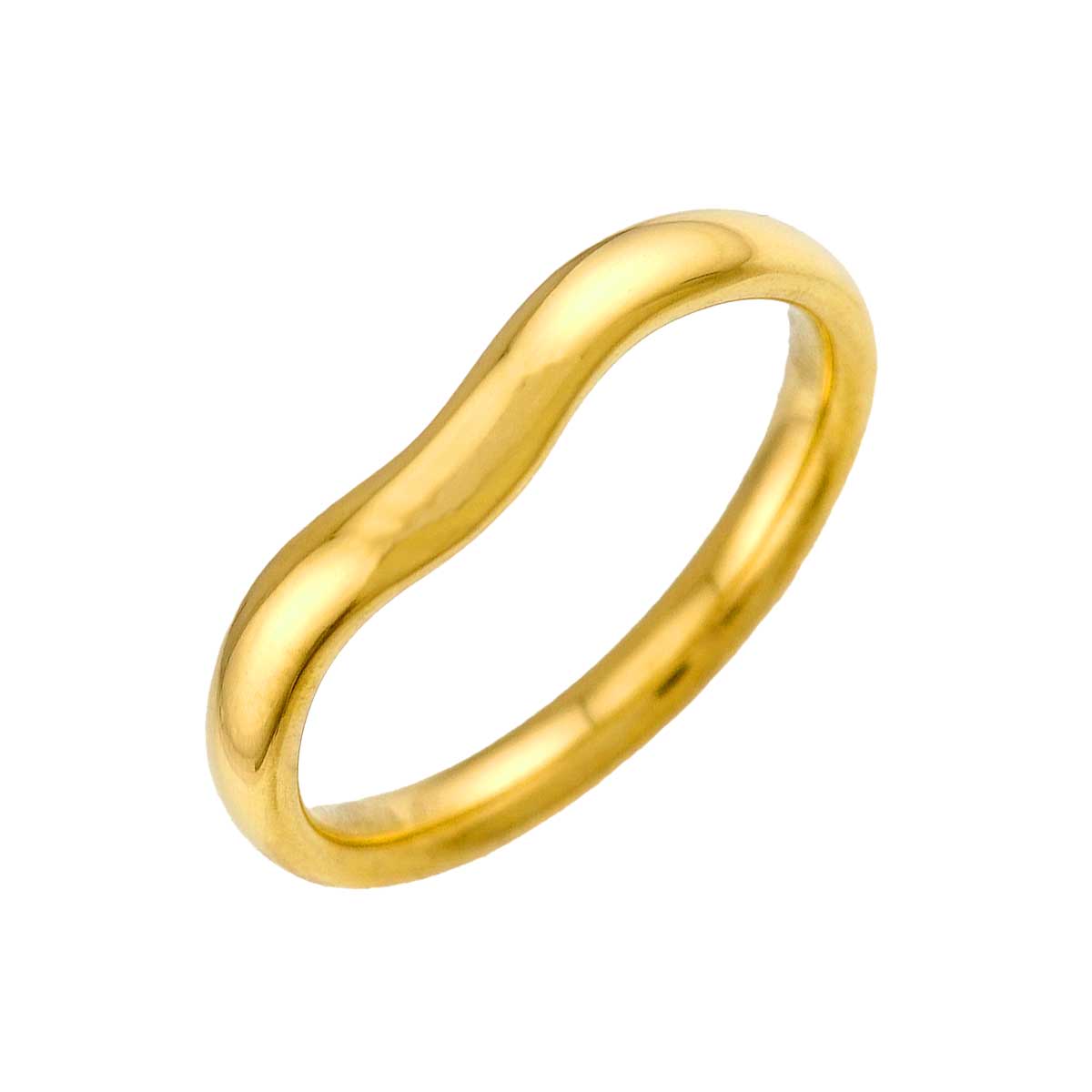 Curved Band Ring 18K Yellow Gold 750 size8-8.25(US)