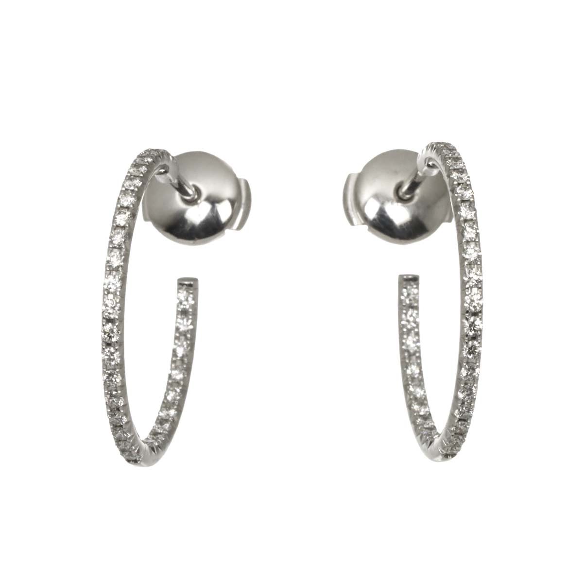 Metro MM Diamond Earrings Pierced 18K White Gold 750