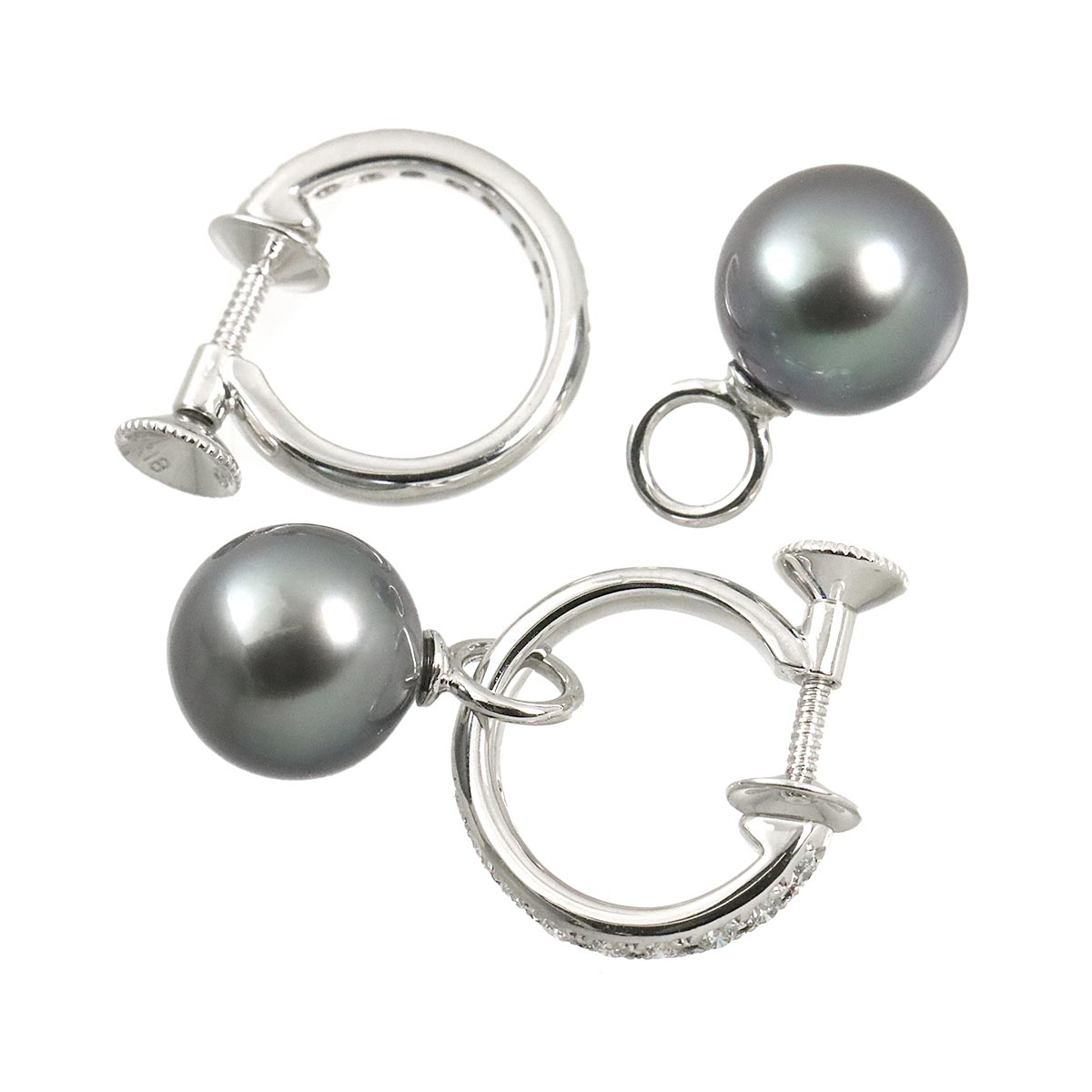 South Sea Pearl 9.1mm Diamond Earrings Clip on 18K WG 750