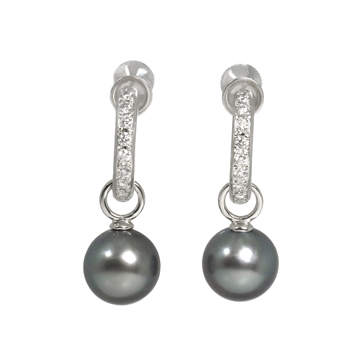 South Sea Pearl 9.1mm Diamond Earrings Clip on 18K WG 750