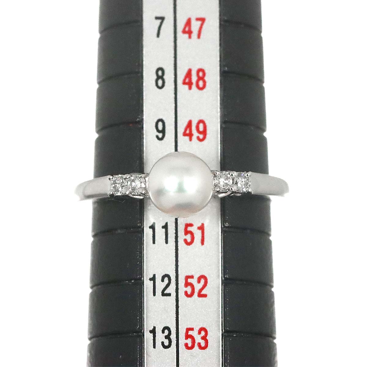 Akoya Pearl 5.7mm Diamond Ring 18K WG 750 size5.25(US)