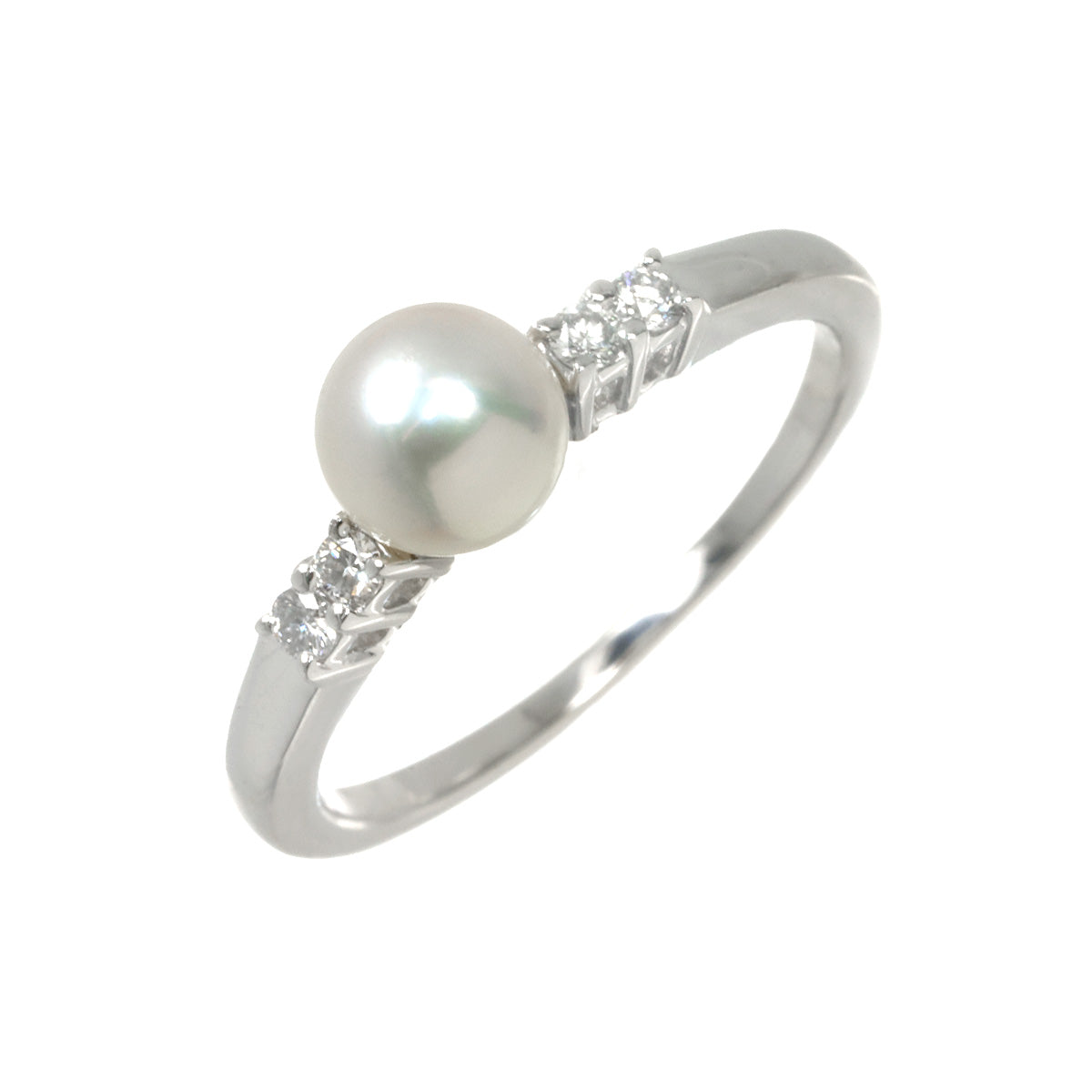 Akoya Pearl 5.7mm Diamond Ring 18K WG 750 size5.25(US)