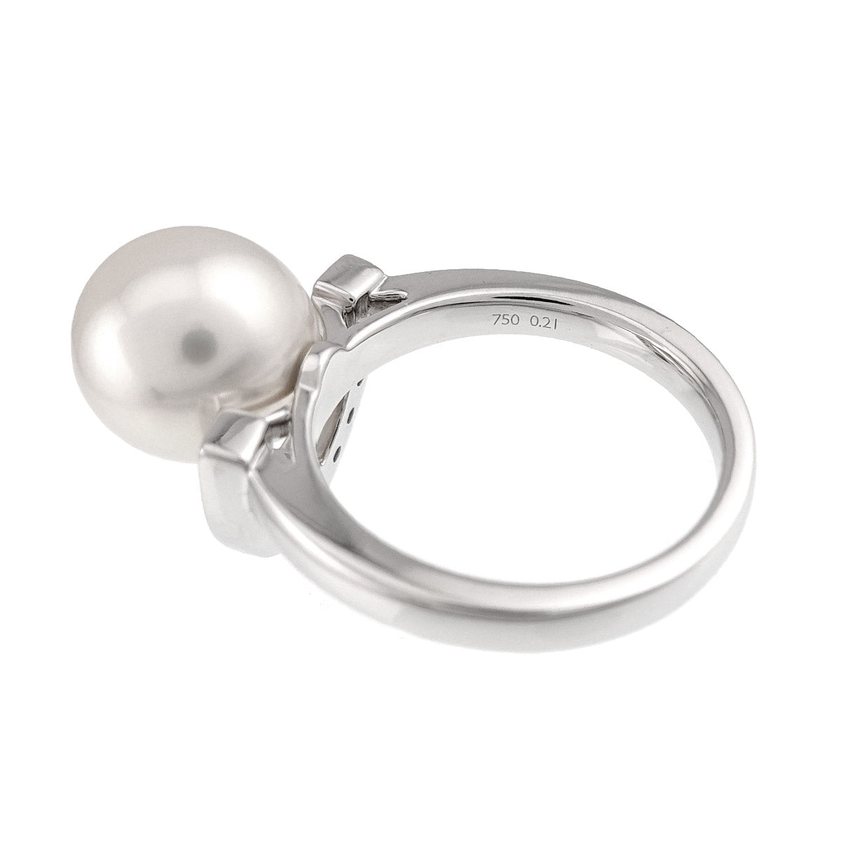 South Sea Pearl 10.3mm Diamond Ring 18K WG 750 6.25-6.5(US)