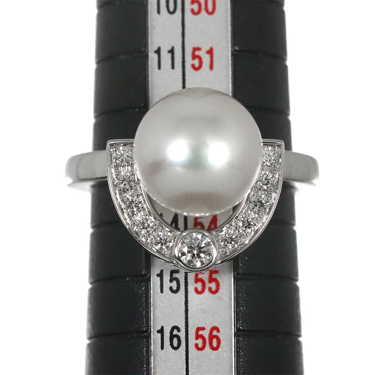 South Sea Pearl 10.3mm Diamond Ring 18K WG 750 6.25-6.5(US)