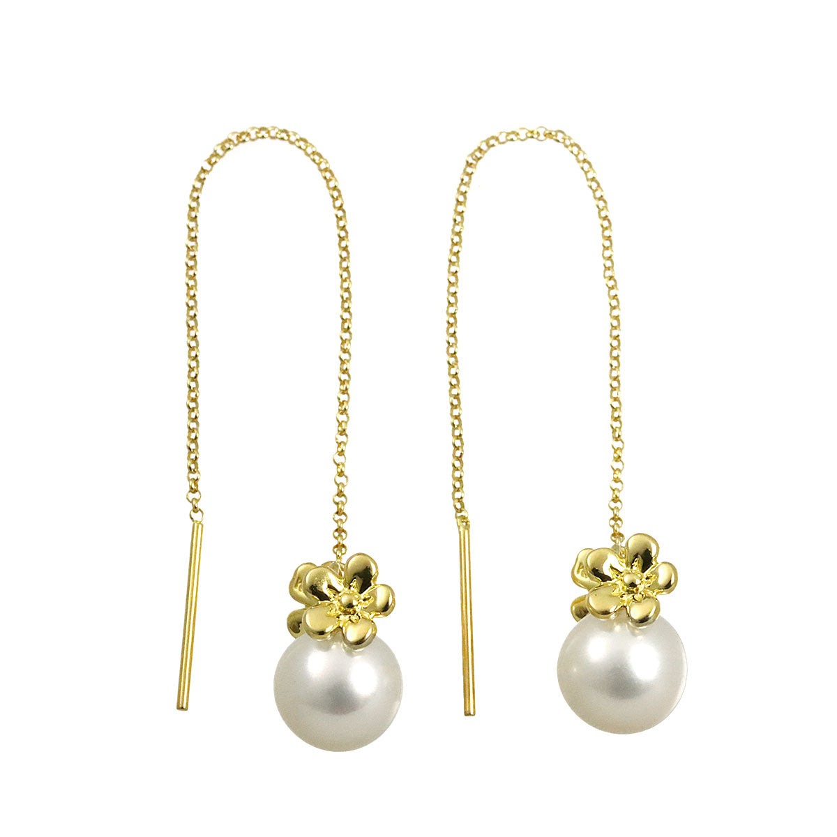 Akoya Pearl 8.1mm Earrings Pierced 18K YG 750