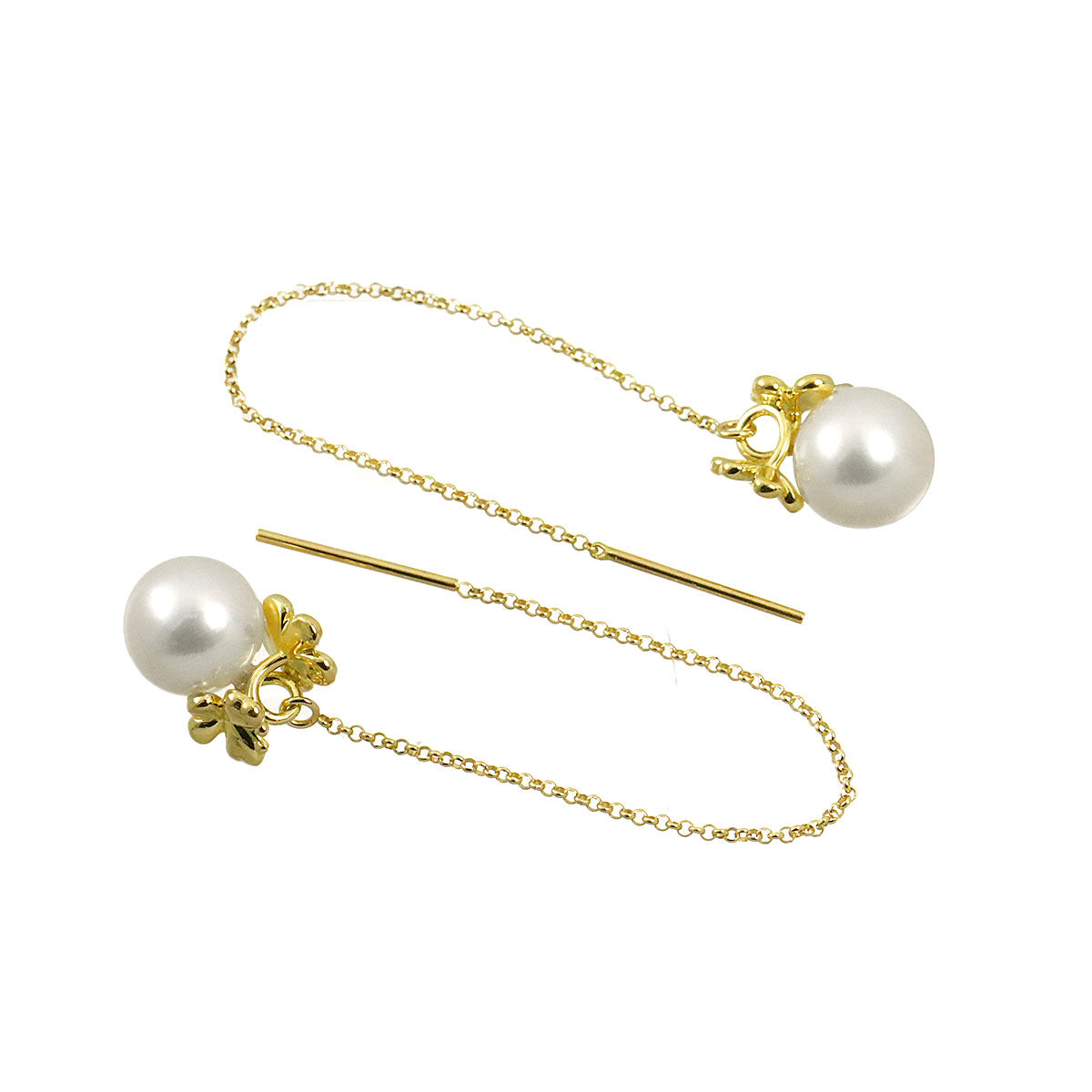 Akoya Pearl 8.1mm Earrings Pierced 18K YG 750